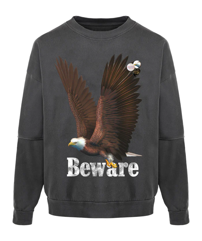 Sudadera BEWARE gris.