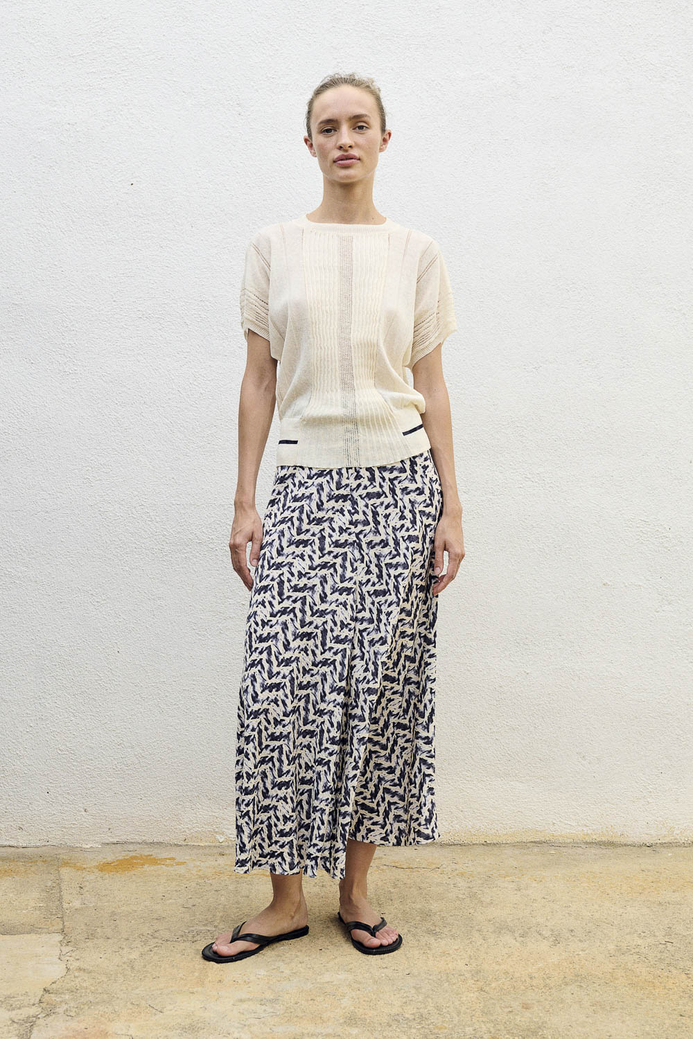 Falda midi estampada.