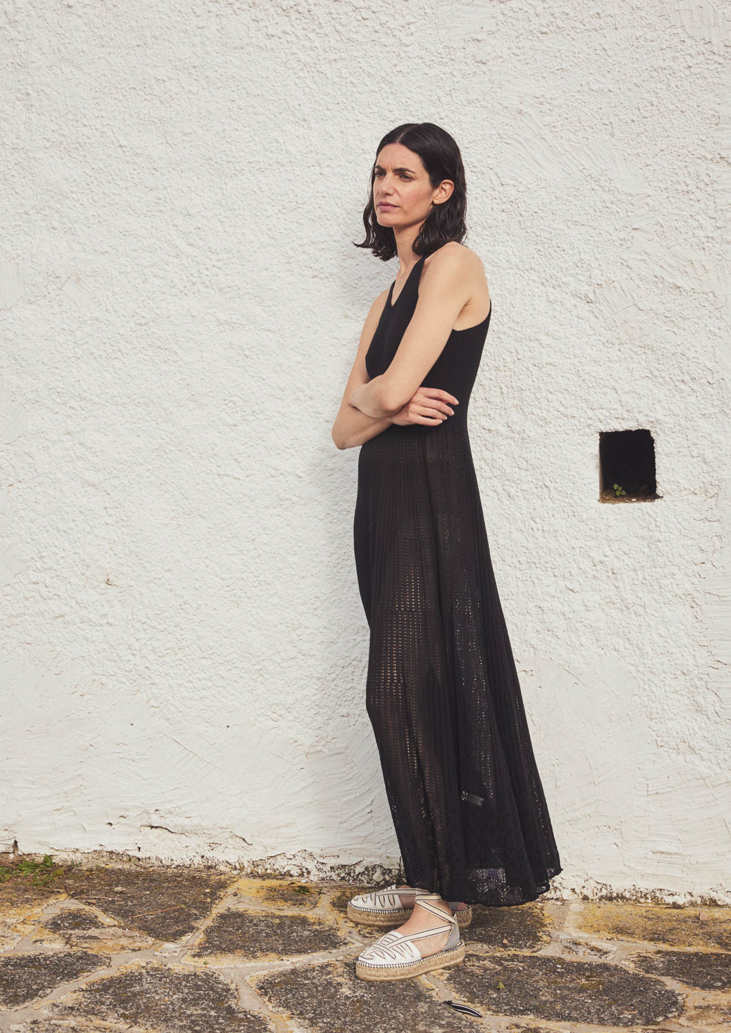 Vestido halter midi.