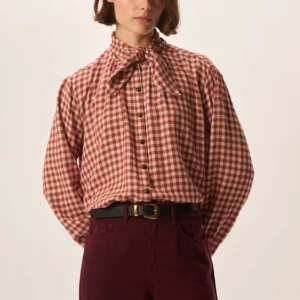 Blusa RAINBOW cuadros marrones y rosa Des Petits Hauts.