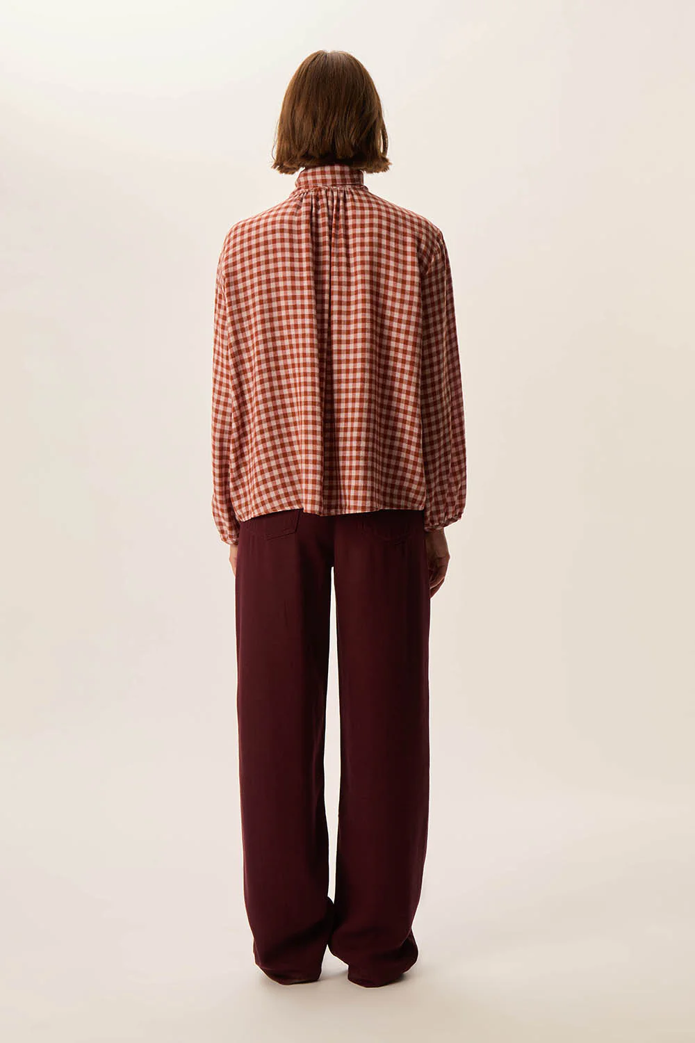 Blusa RAINBOW cuadros marrones y rosa Des Petits Hauts.