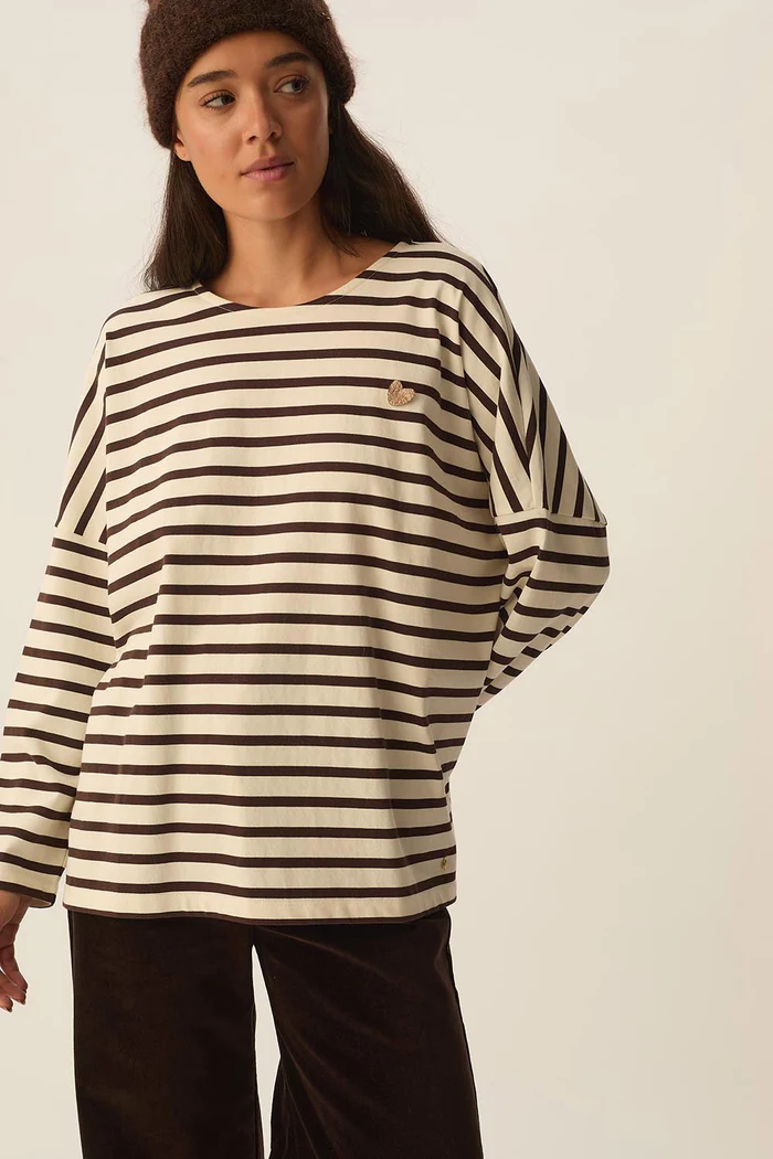 Camiseta FILLY ECRU marrón Des Petits Hauts.