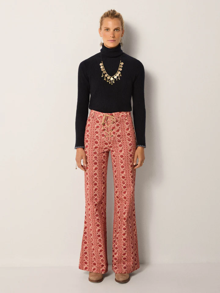 Pantalón CLAVEL rojo flores Maison Hotel.