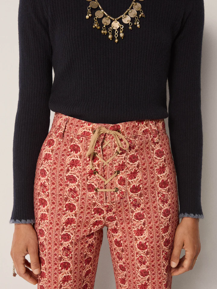Pantalón CLAVEL rojo flores Maison Hotel.