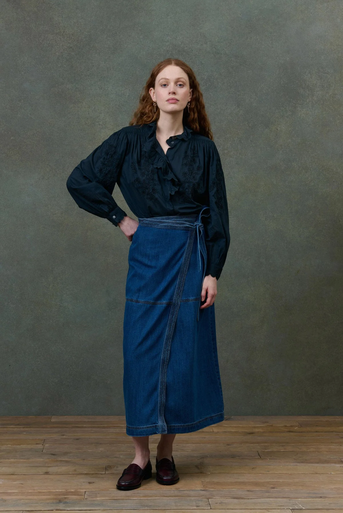 Falda EMNA vaquera azul Louise Misha.