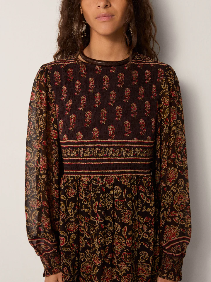 Vestido LILY estampado negro Maison Hotel.