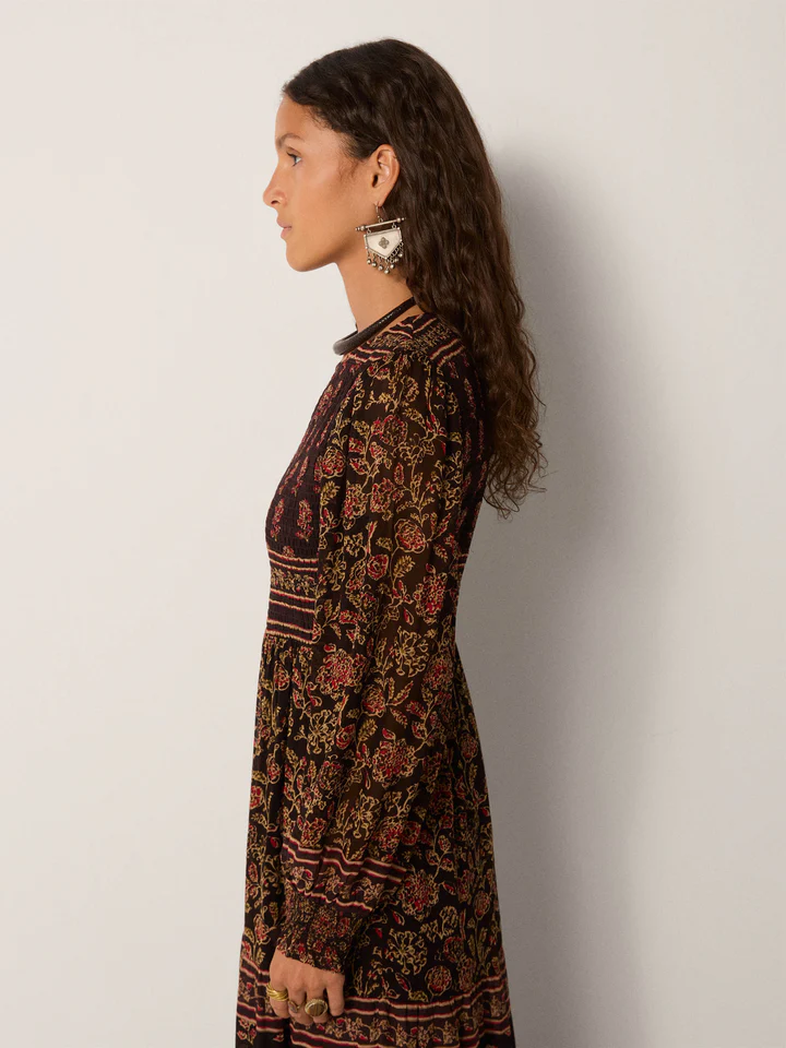 Vestido LILY estampado negro Maison Hotel.