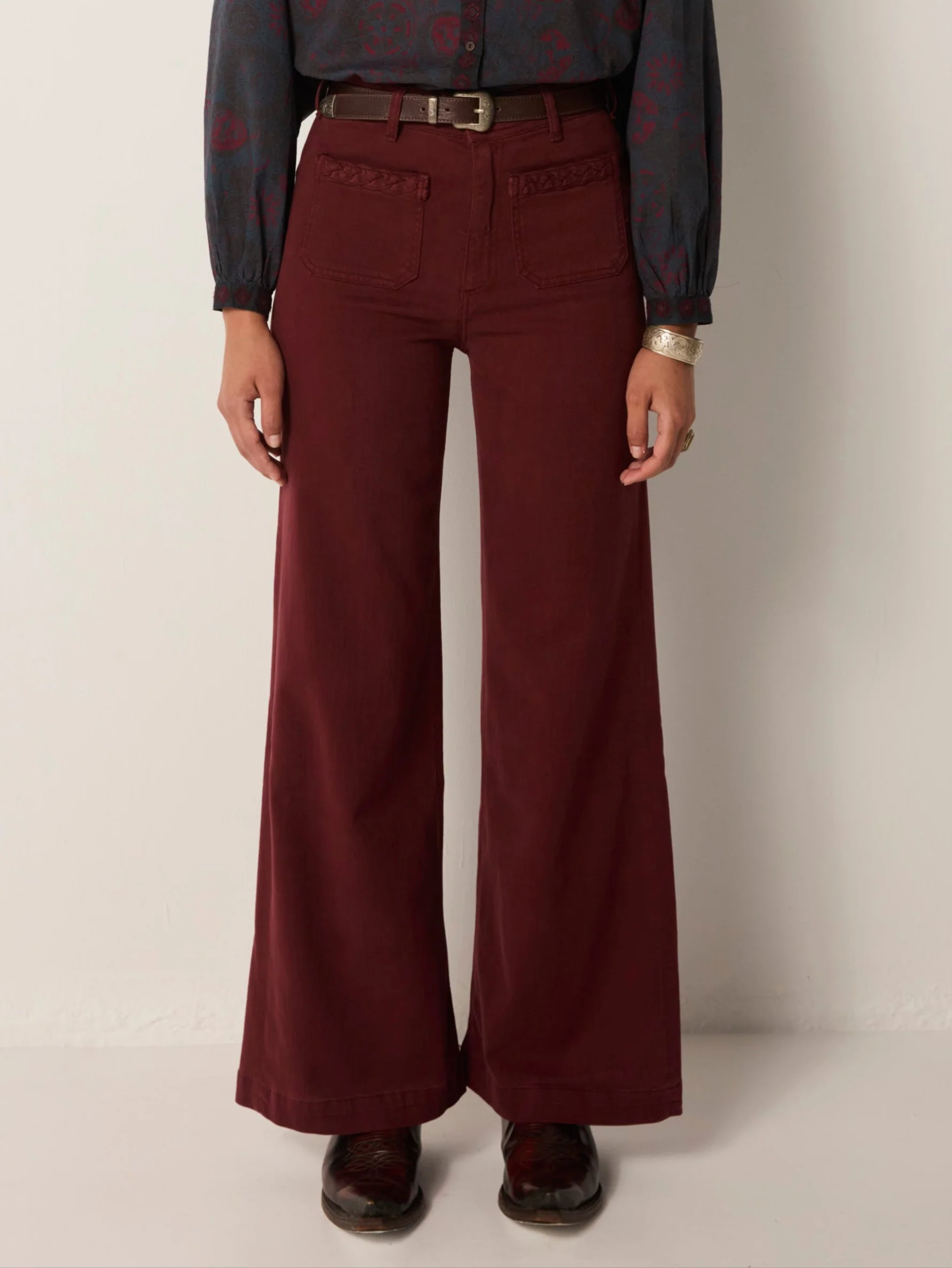 Pantalón GIULIETTA granate Maison Hotel.