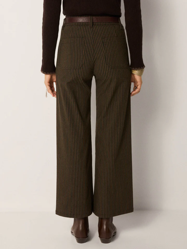 Pantalón GYPSY marrón rayas Maison Hotel.