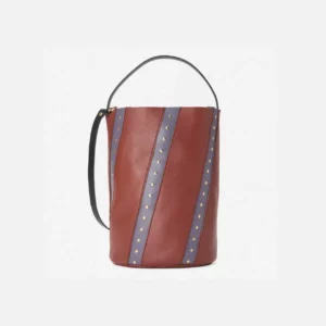 Bolso bucket tachuelas teja/lavanda Mercules.