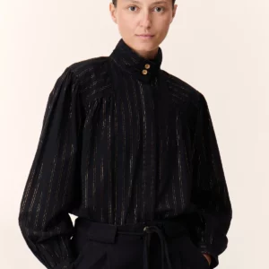 Blusa CHANA negra y dorada Leon and Harper.