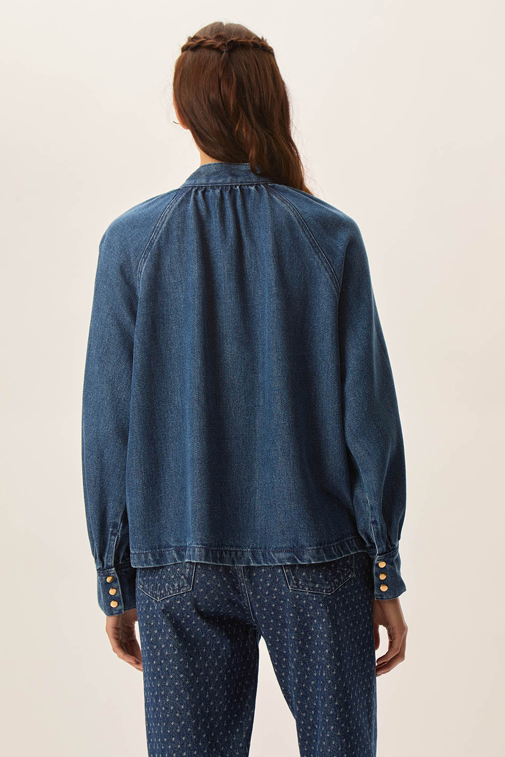 Blusa LOU vaquera azul Des Petits Hauts.