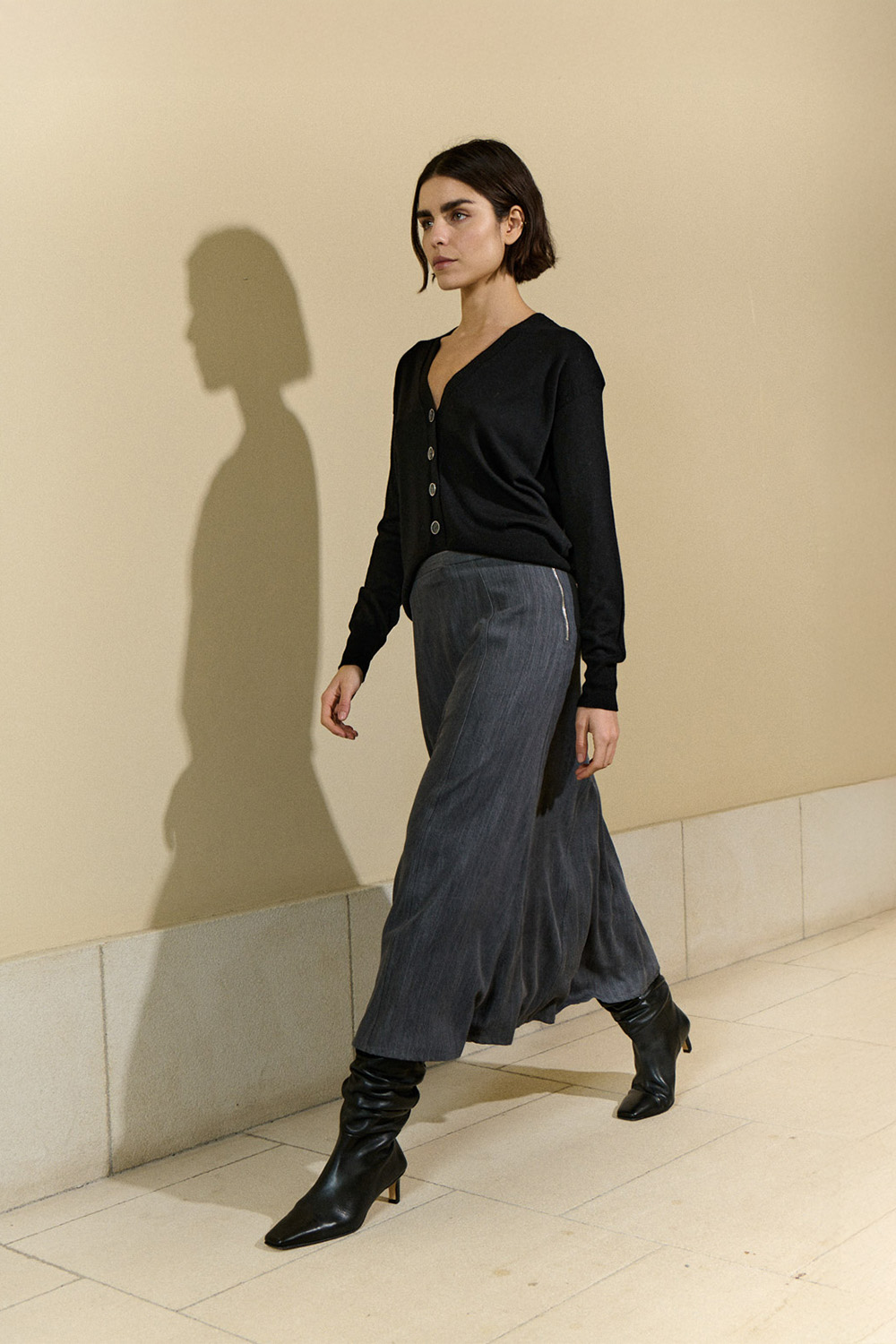 Falda MIDI gris Sita murt.
