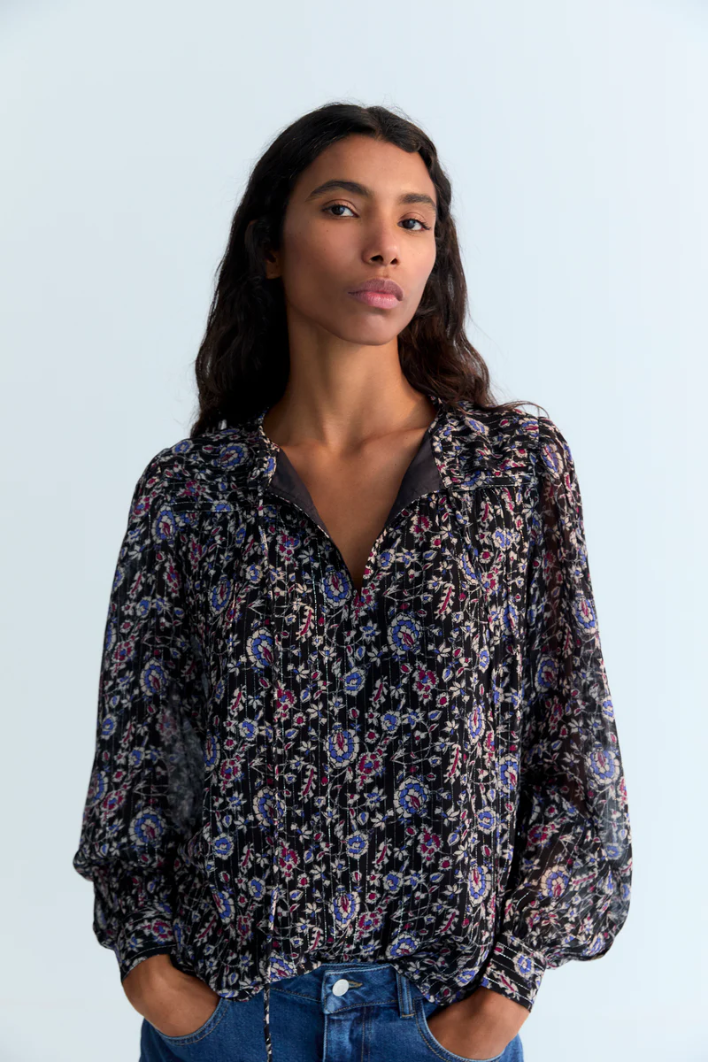 Blusa FRANCISCA flores azules The New Sociaty.