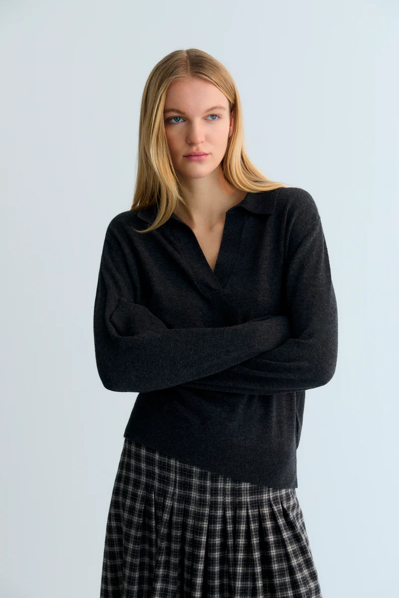 Polo de punto AGATHA gris The New Sociaty.