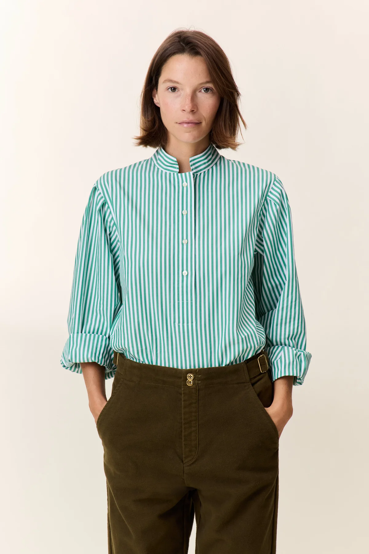 Blusa CALLIE rayas verdes Leon and Harper.