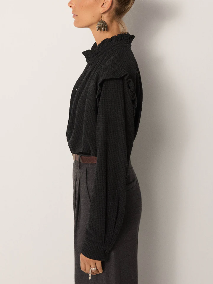 Blusa VICHY negra Maison Hotel.