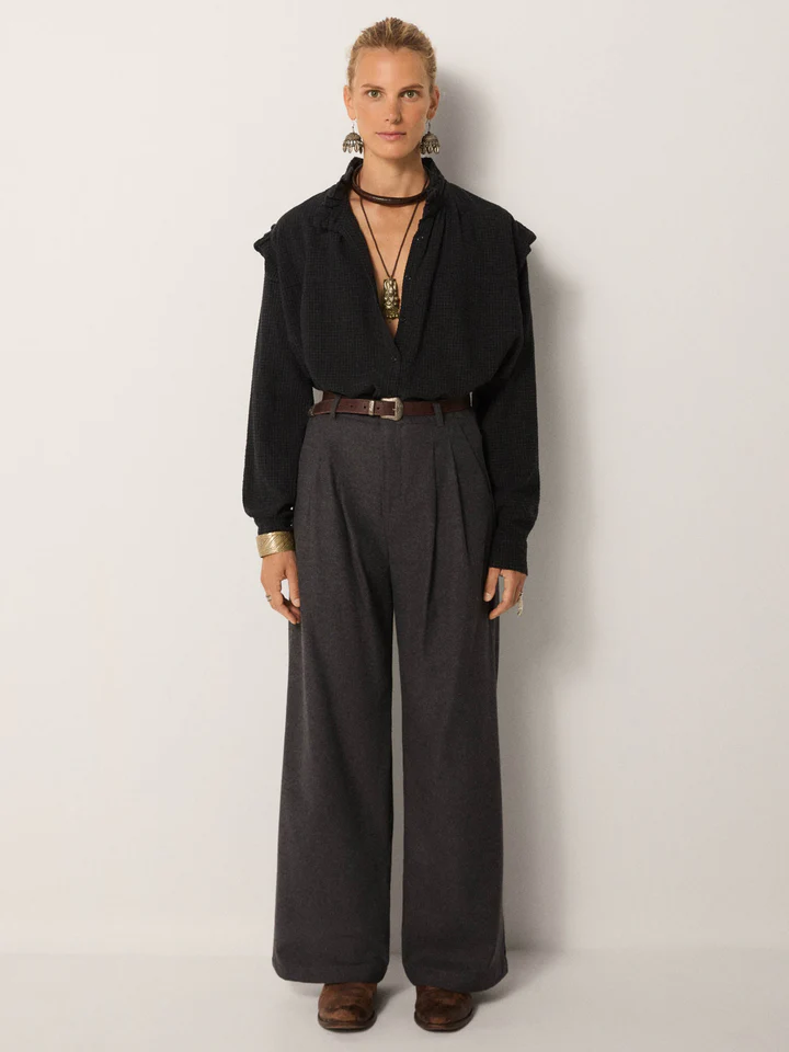 Blusa VICHY negra Maison Hotel.
