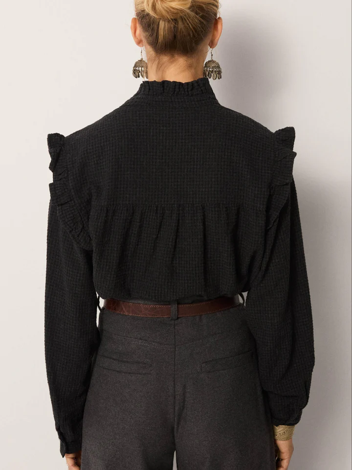 Blusa VICHY negra Maison Hotel.