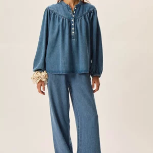 Blusa LAURA azul Des Petits Hauts.