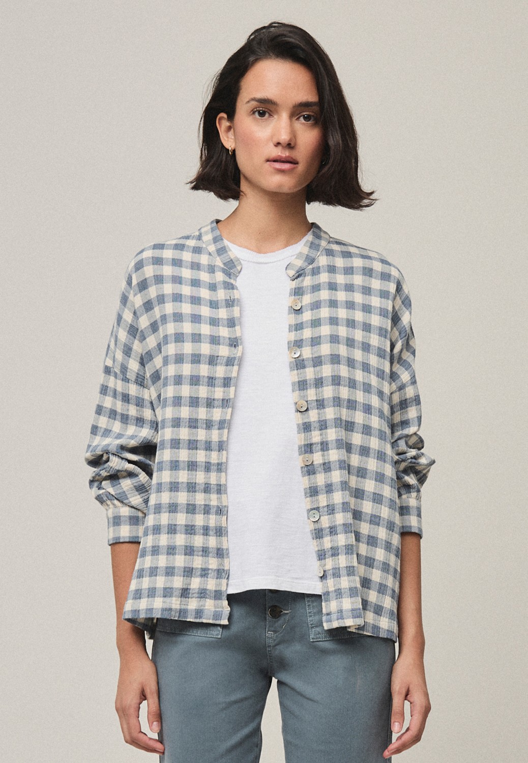 Blusa MAHO CUADROS crudo MI&CO.