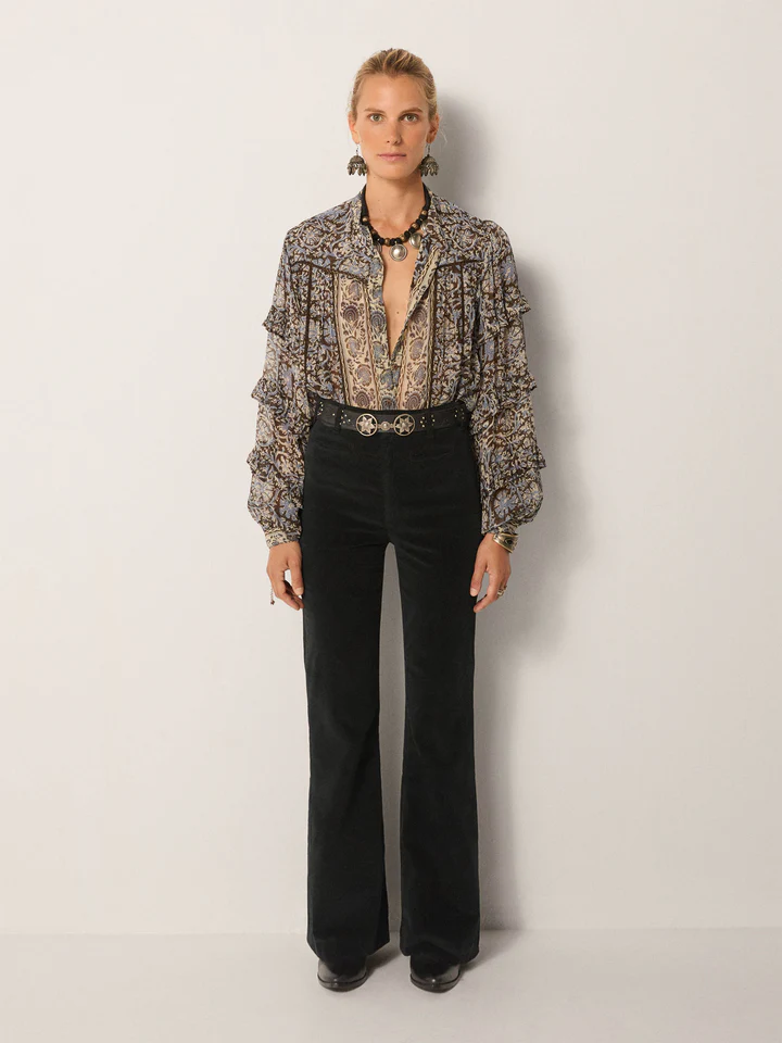 Blusa MEDUSA estampado floral azul Maison Hotel.