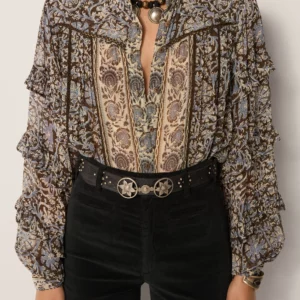 Blusa MEDUSA estampado floral azul Maison Hotel.