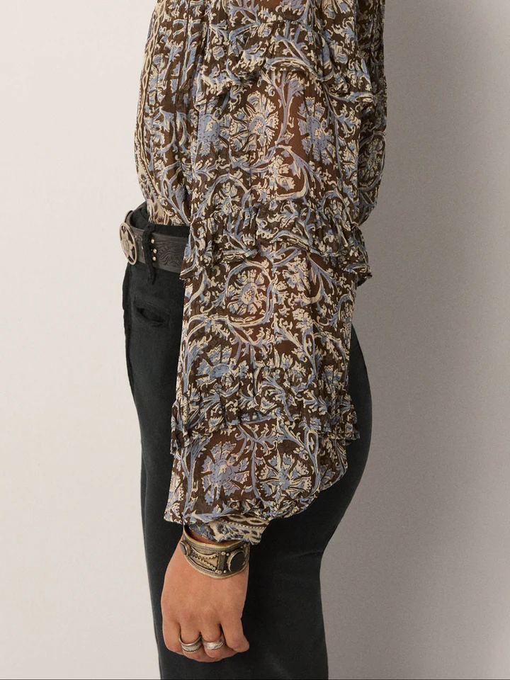 Blusa MEDUSA estampado floral azul Maison Hotel.