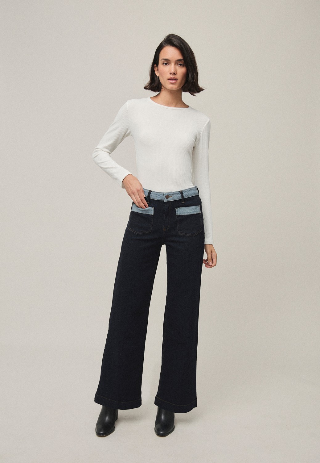 Pantalón  BICOLOR azul Mi&Co.