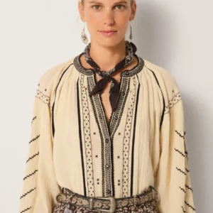 Blusa PETIT- CROIX marfil y negra Maison Hotel.