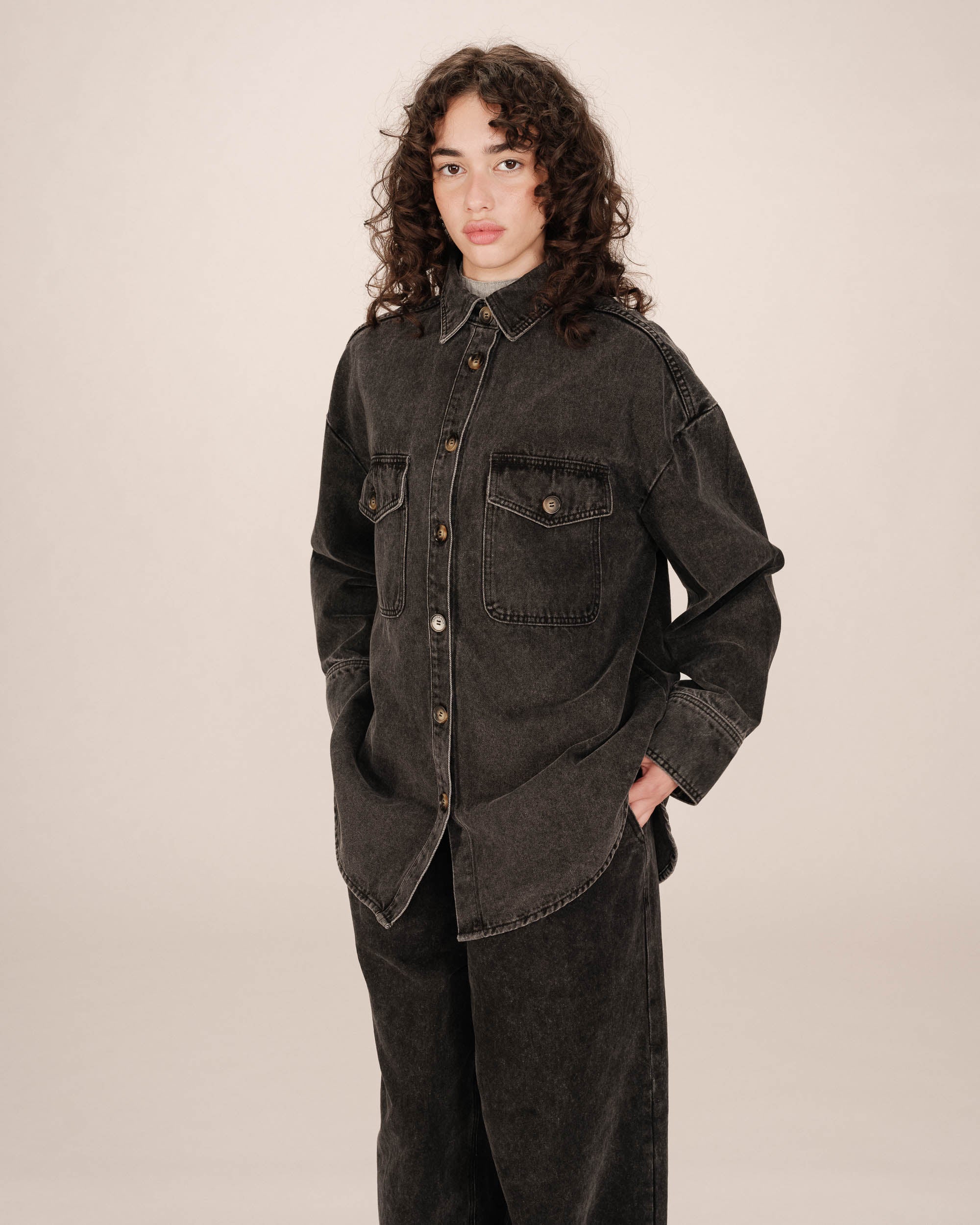Camisa vaquera SIDNEY negro lavado Grace and Mila.