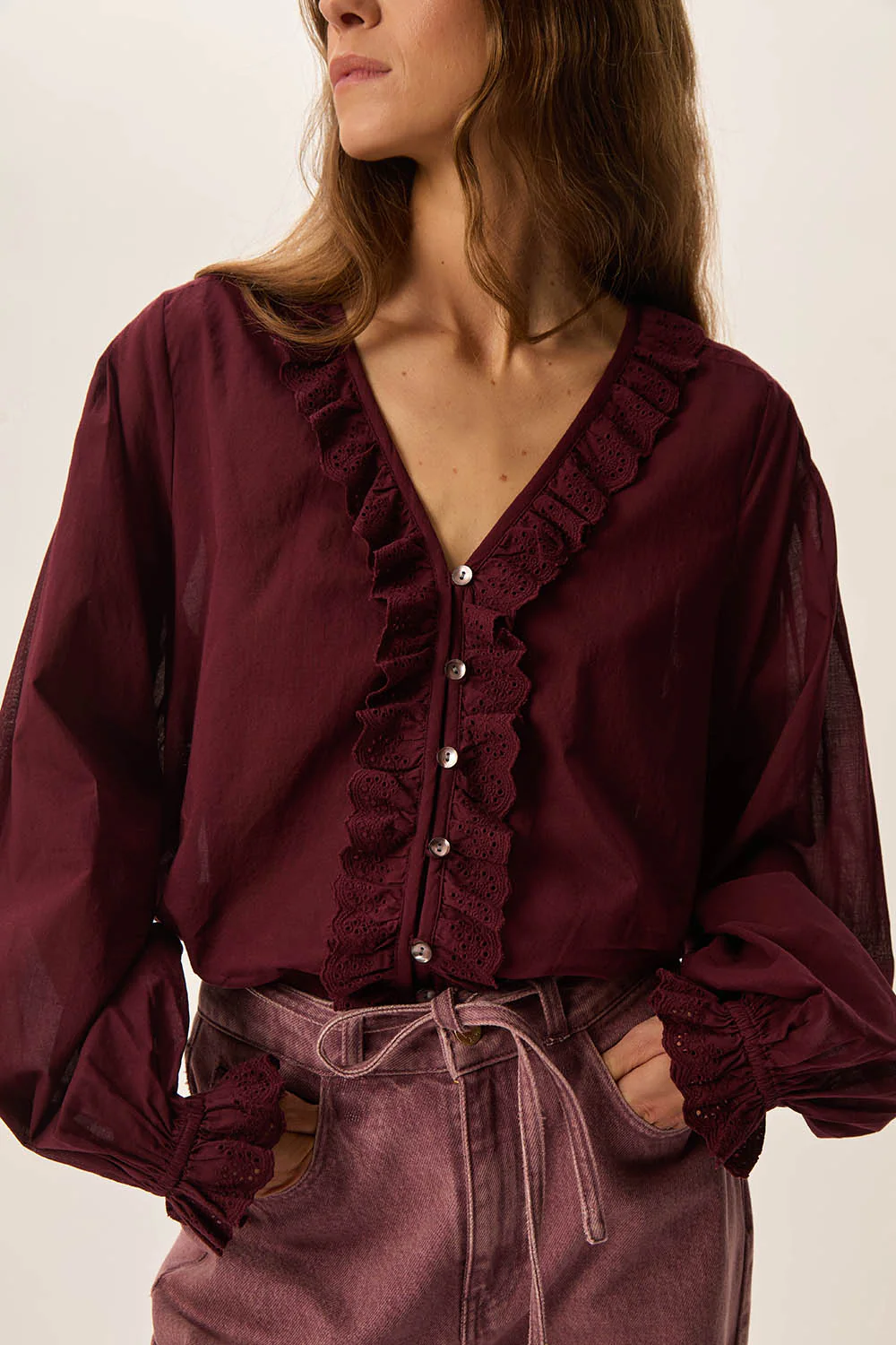 Blusa SOTO granate Des Petits Hauts.