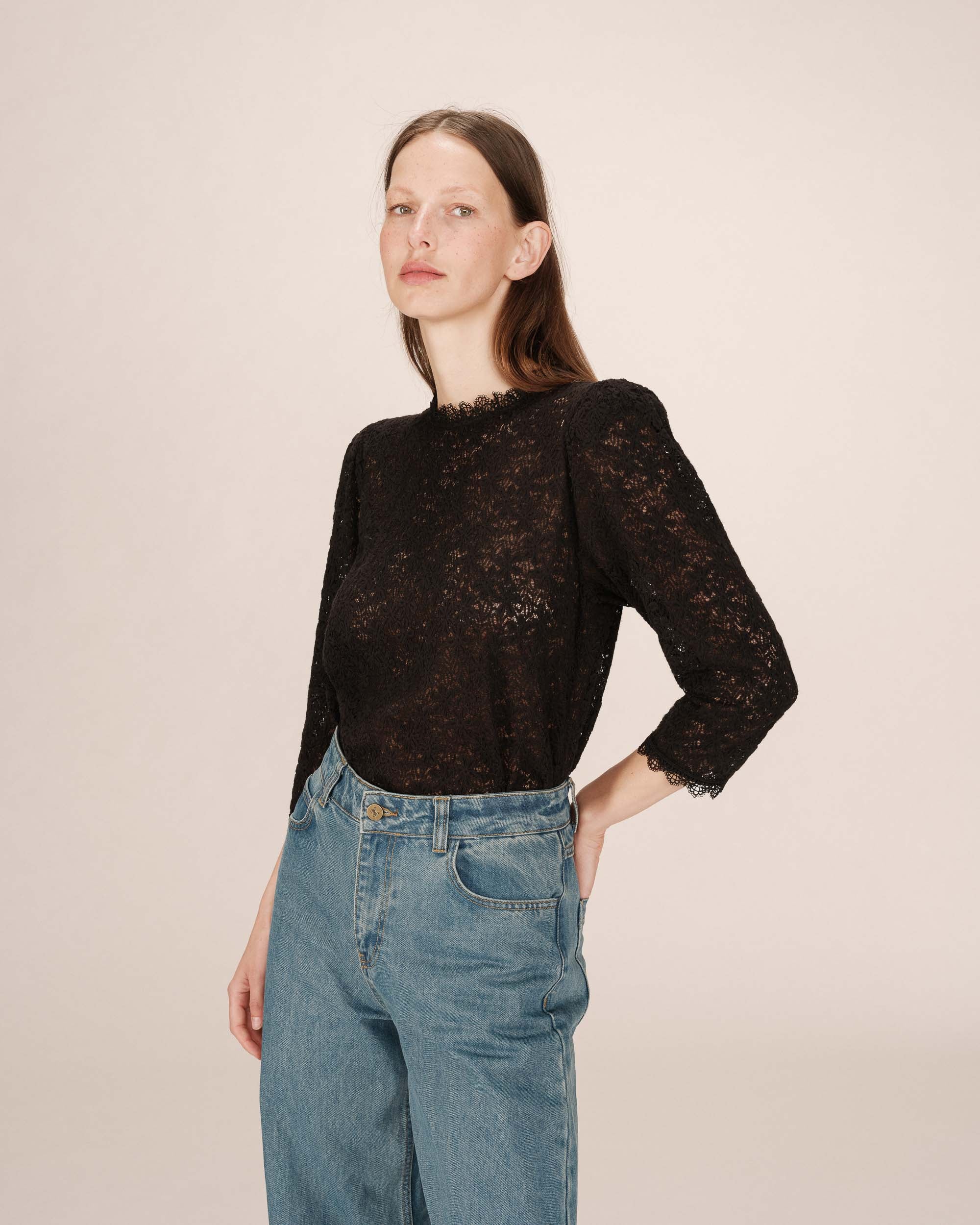Blusa STELA negra Grace and Mila.
