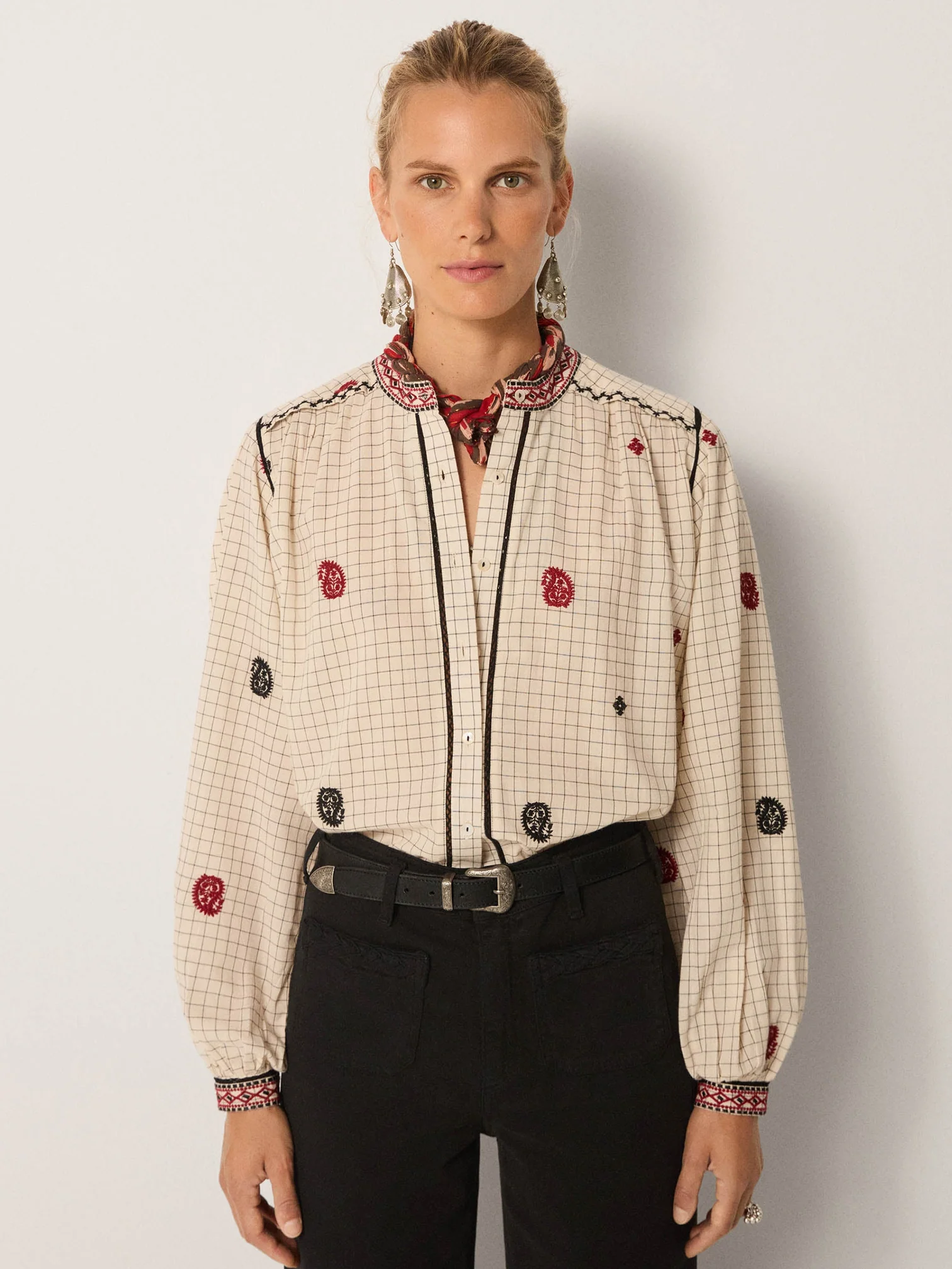 Blusa COLLETE marfil estampada Maison Hotel.