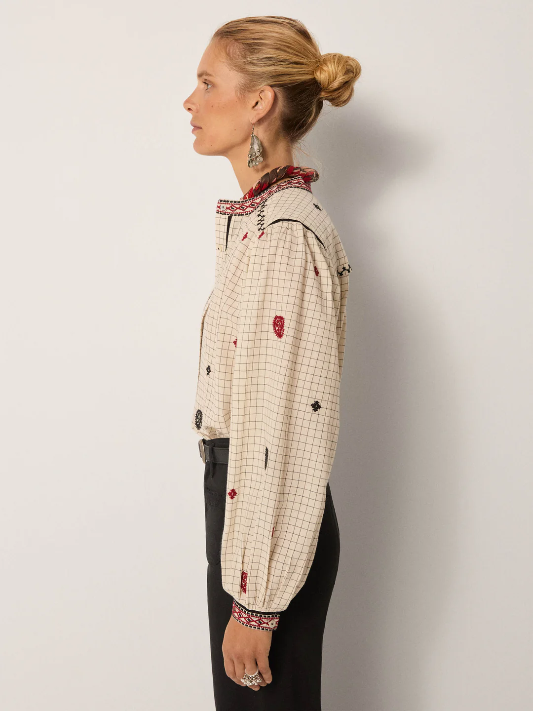 Blusa COLLETE marfil estampada Maison Hotel.