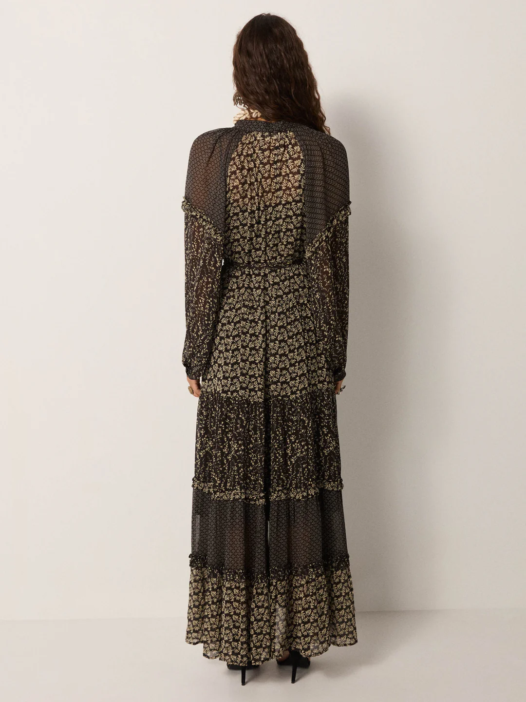 Vestido EULALIA flores negro Maison Hotel.