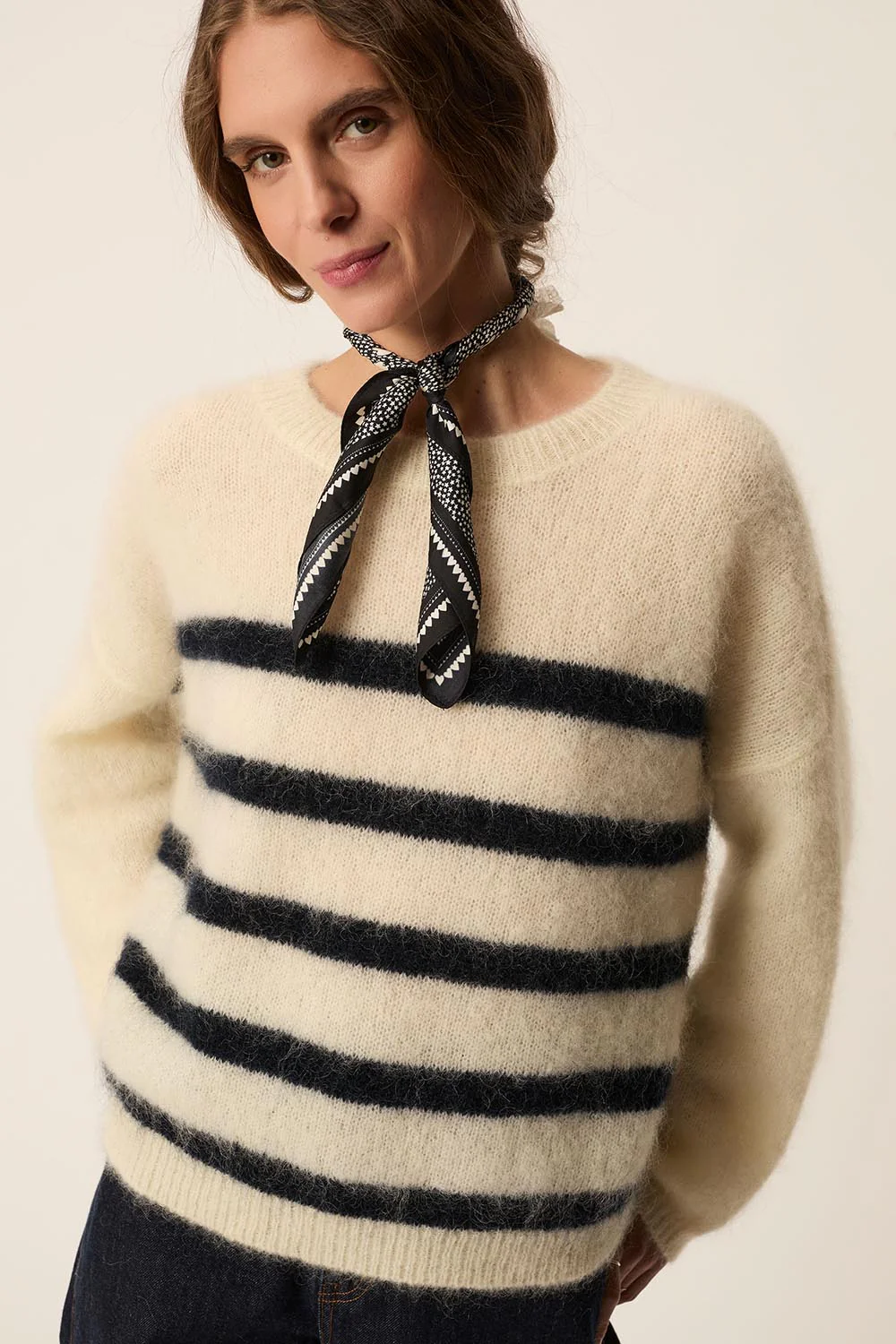Jersey ALEO crema/marino Des Petits Hauts.