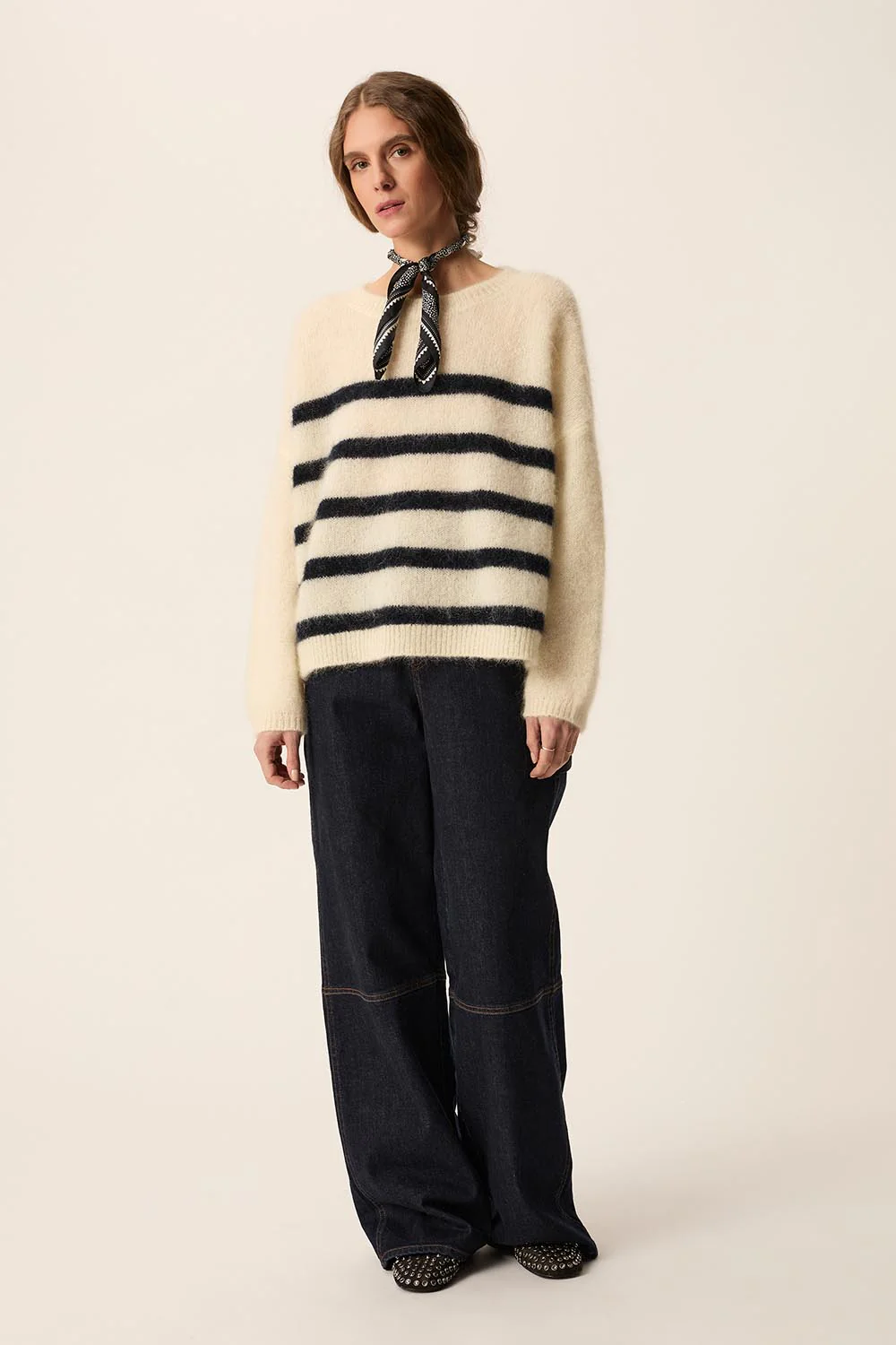 Jersey ALEO crema/marino Des Petits Hauts.