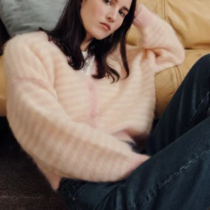 cardigan ALVARO rayas rosa/mantequilla.