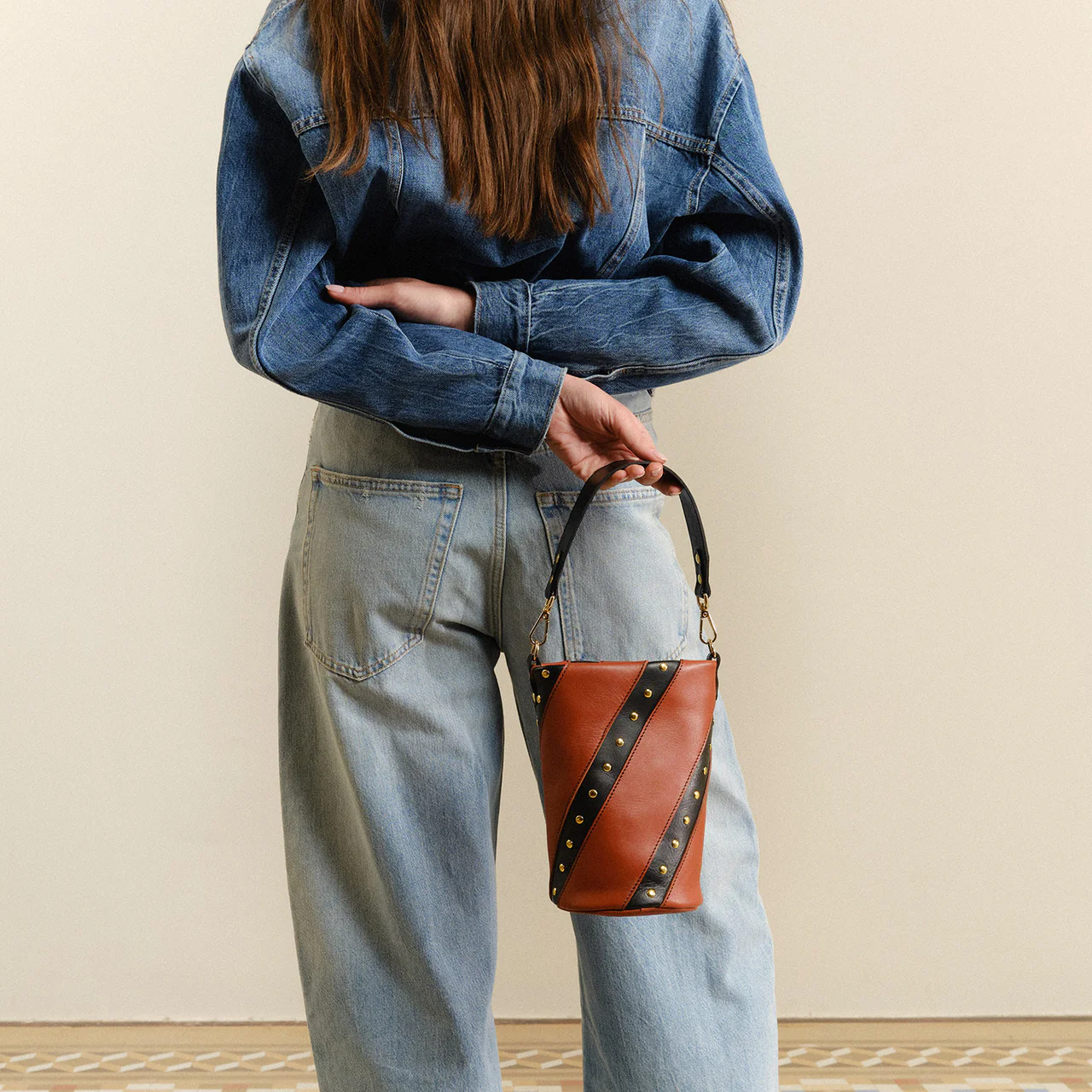 Bolso CANDY twist negro y teja MERCULES.