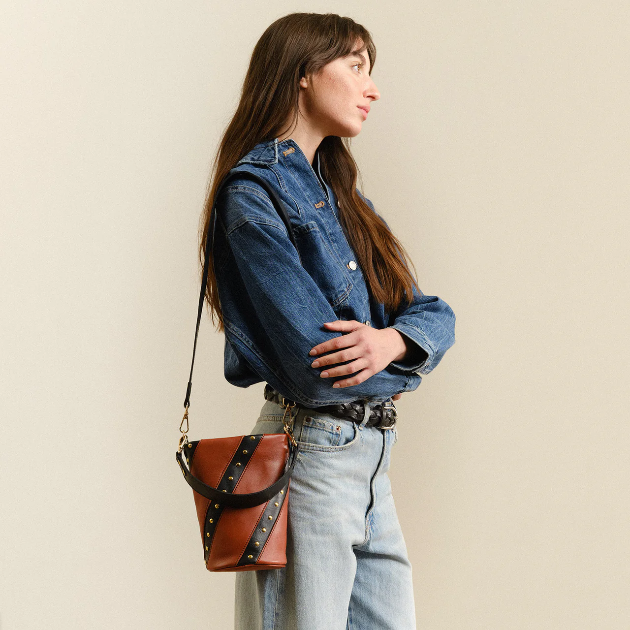 Bolso CANDY twist negro y teja MERCULES.