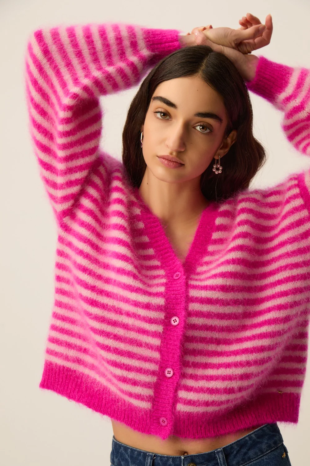 Cardigan ALVARO fuchsia Des Petits Hauts.