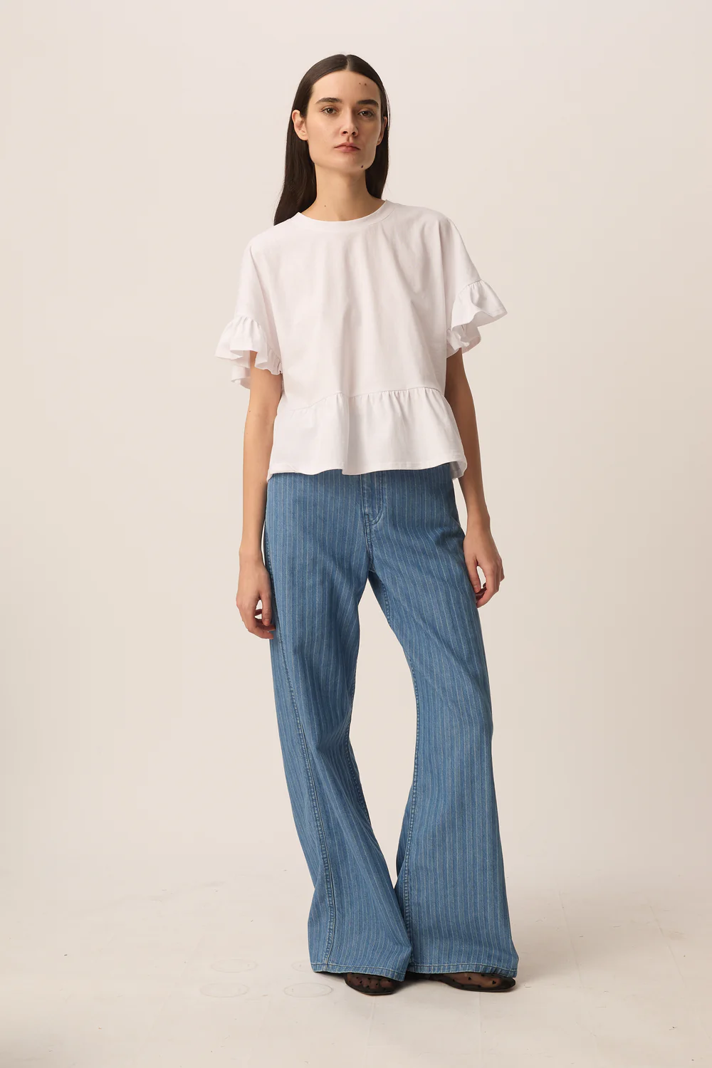 Pantalón LISE denim rayas Des Petits Hauts.