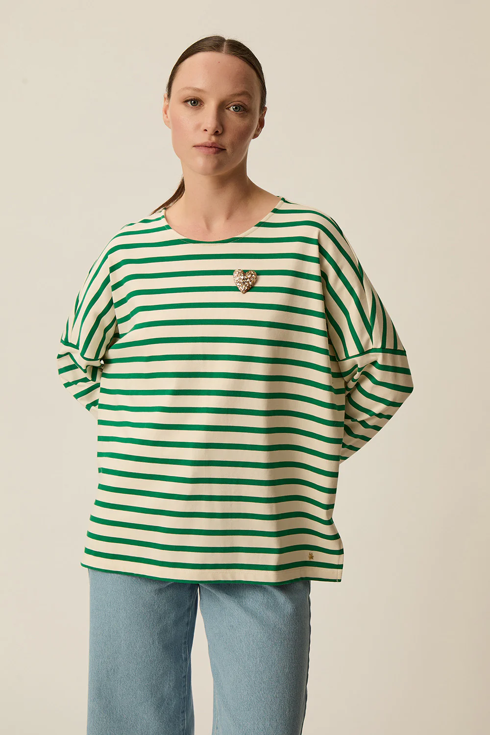 Camiseta FILLY rayas verdes Des Petits Hauts.