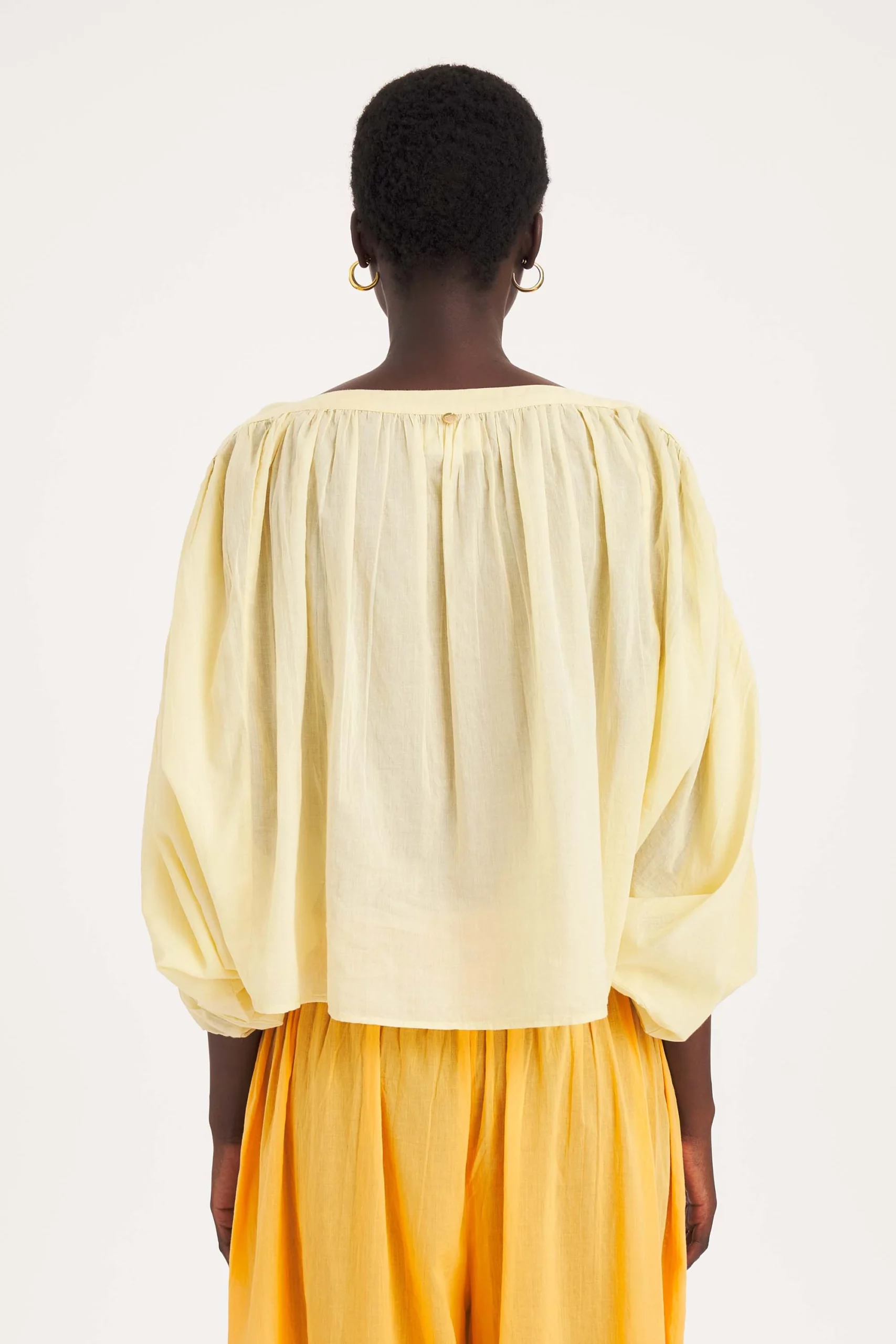 Camisa FRUTI amarillo pastel  Antik Batik.