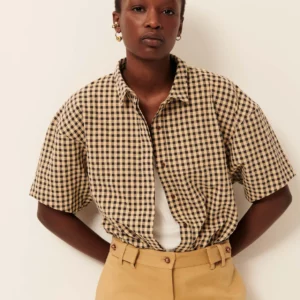 Camisa FLORENTINA cuadros negro y vainilla Sessún.