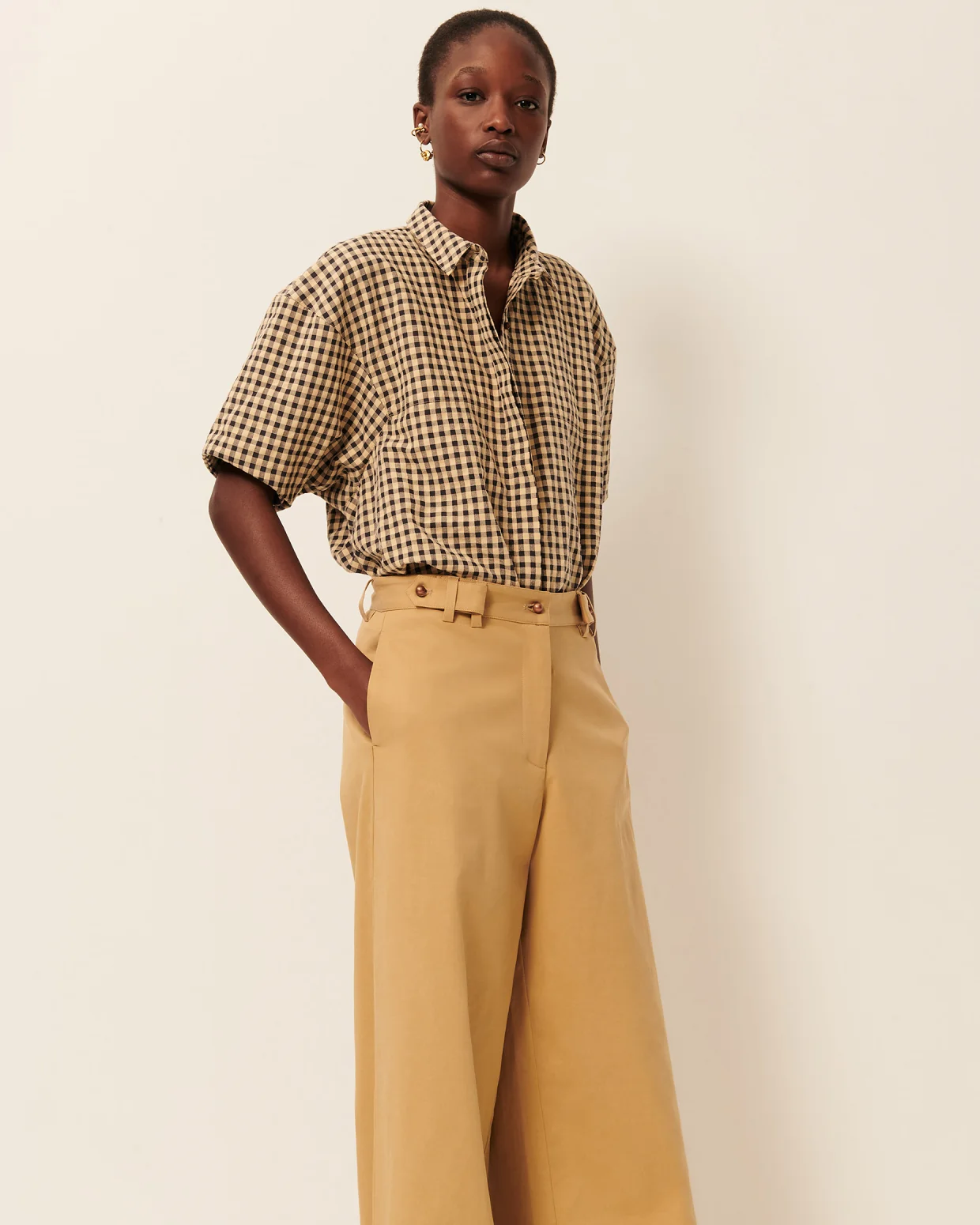 Camisa FLORENTINA cuadros negro y vainilla Sessún.