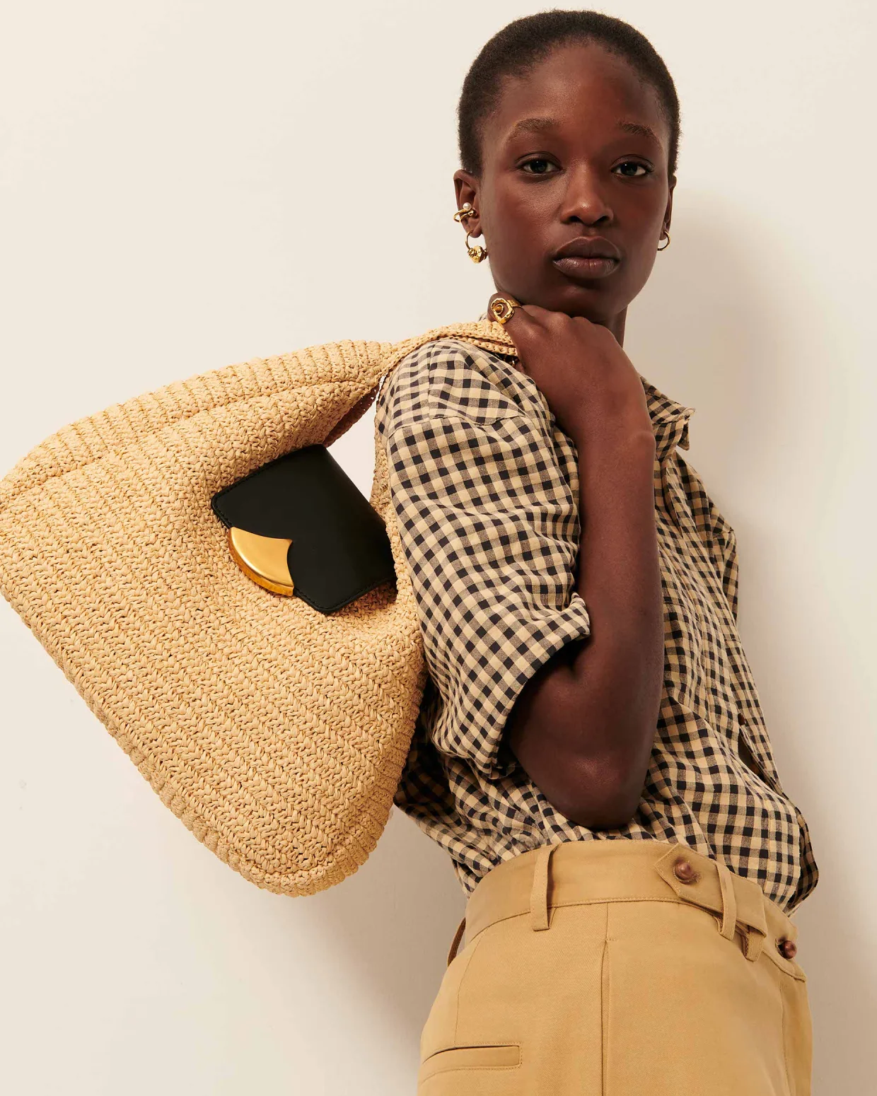 Camisa FLORENTINA cuadros negro y vainilla Sessún.