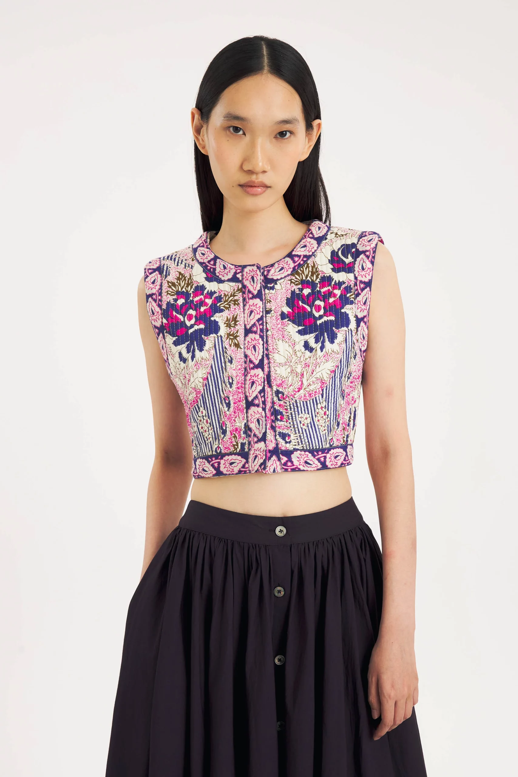 Chaleco AMIA estampado flores Antik Batik.