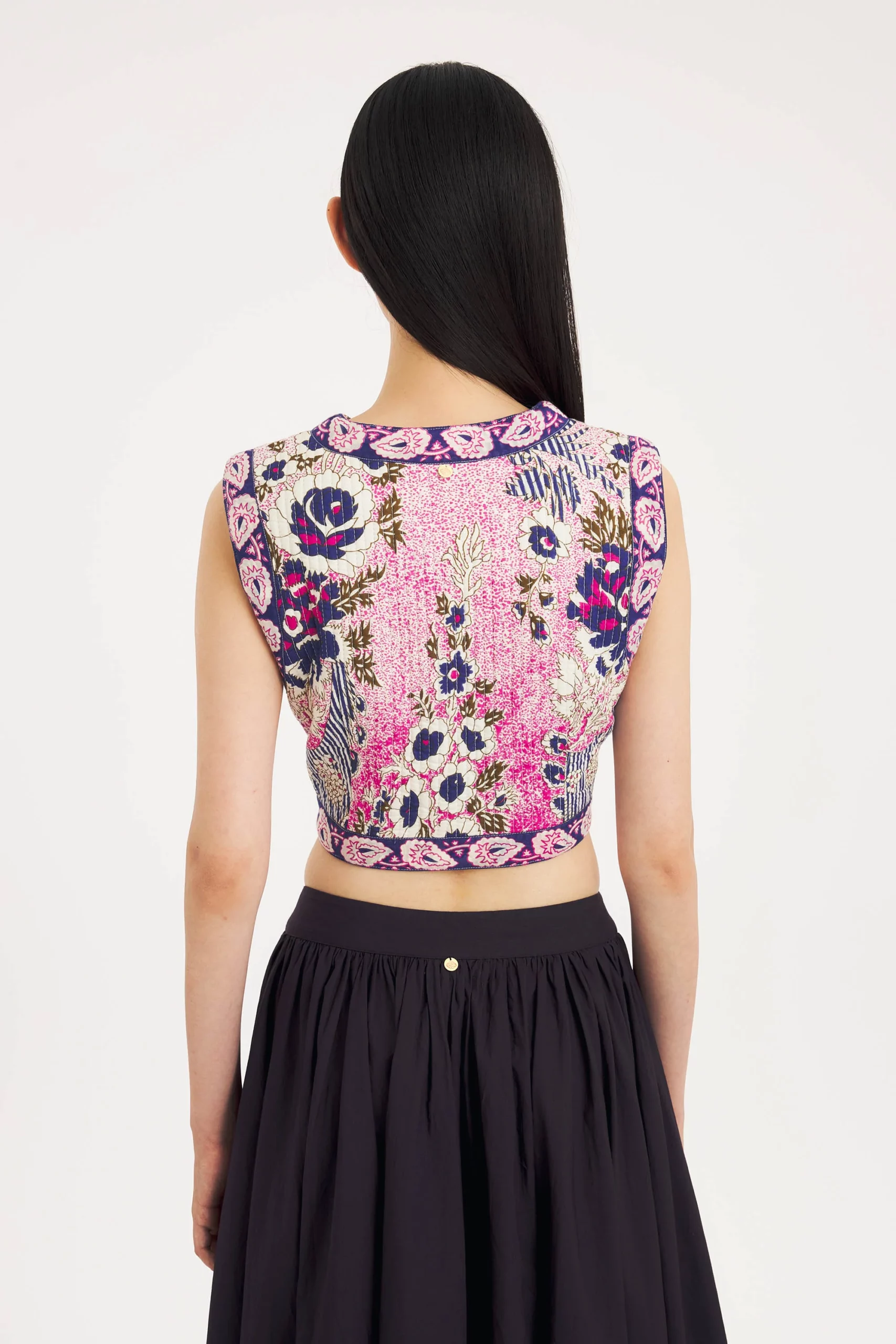 Chaleco AMIA estampado flores Antik Batik.